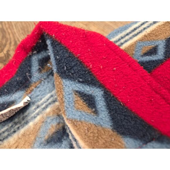 Capacity Petites Medium Red Aztec Southwestern Think Fleece Button Jacket - Picture 3 of 6
